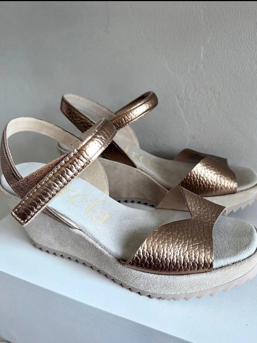 Pedro Garcia Fantina Metallic Wedge Sandals EU 36.5 NWT
